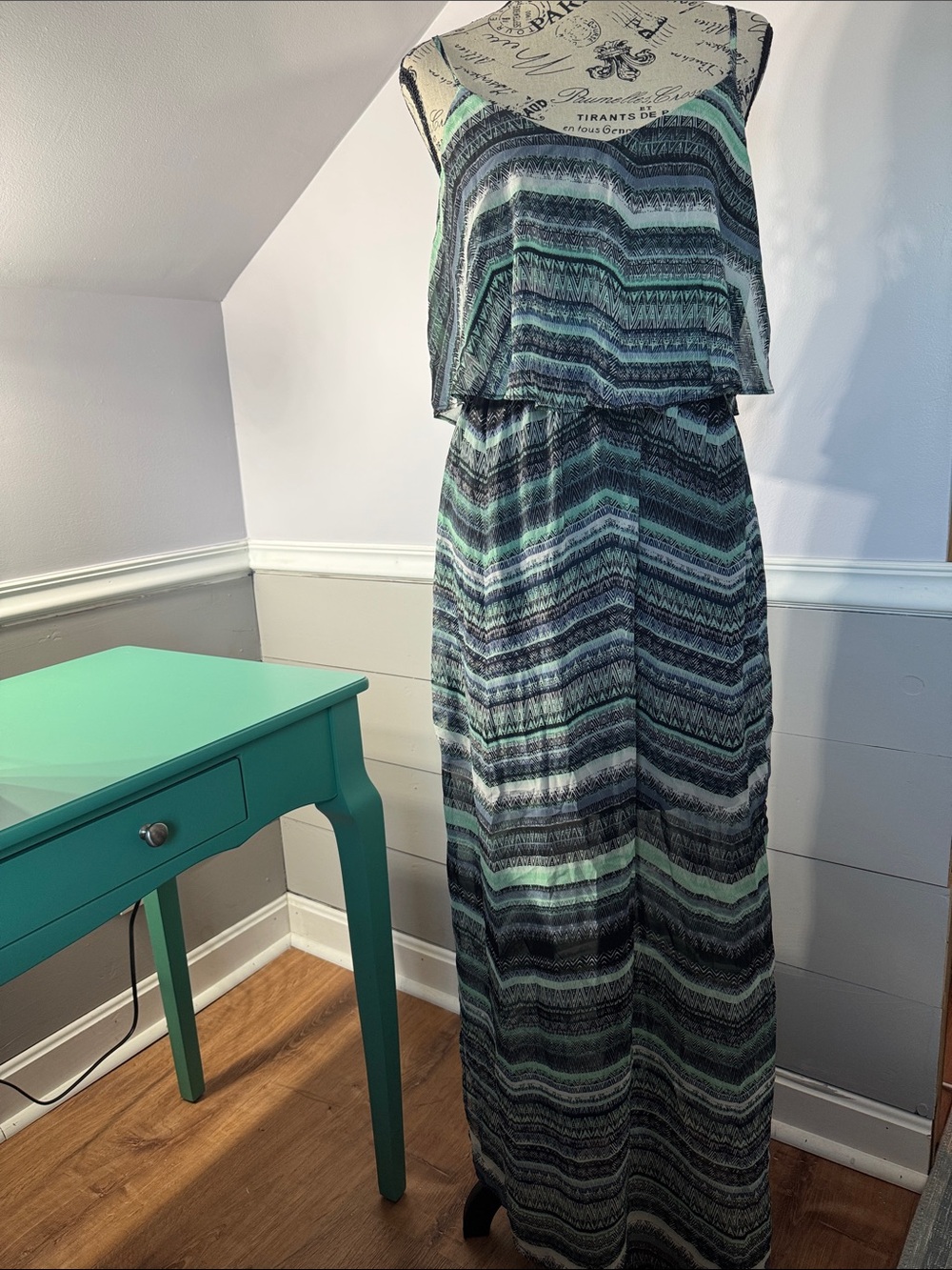 Speechless Striped Maxi Dress in Teal and Navy- NWTS SIZE MEDIUM